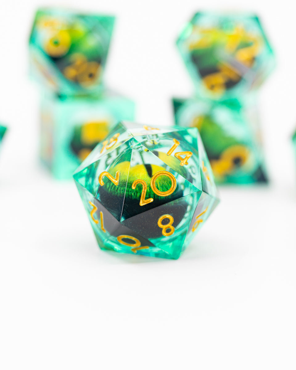 Lochness | Floating Eye Inclusion | 7 Piece Sharp Edge Resin Dice Set