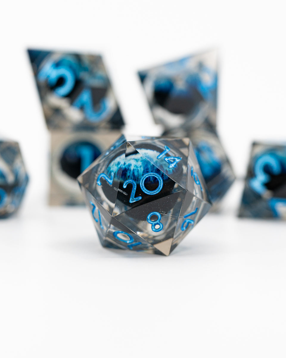 Megalodon | Floating Eye Inclusion | 7 Piece Sharp Edge Resin Dice Set