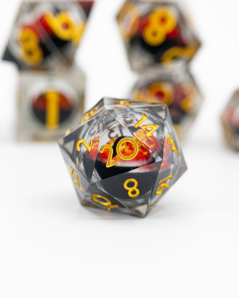 Azathoth | Floating Eye Inclusion | 7 Piece Sharp Edge Resin Dice Set