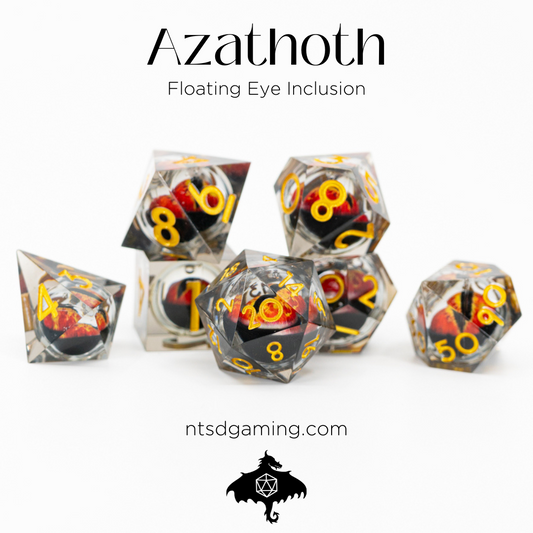 Azathoth | Floating Eye Inclusion | 7 Piece Sharp Edge Resin Dice Set