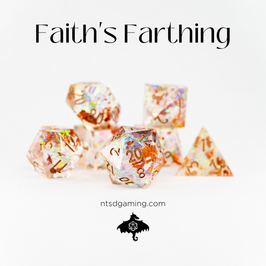 Faith's Farthing | 7 Piece Sharp Edge Resin Dice Set