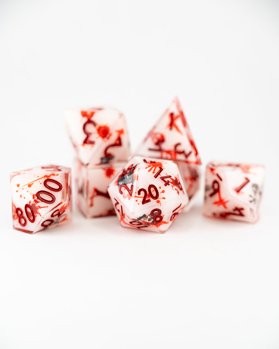 Macabre | Double Cast | 7 Piece Sharp Edge Resin Dice Set