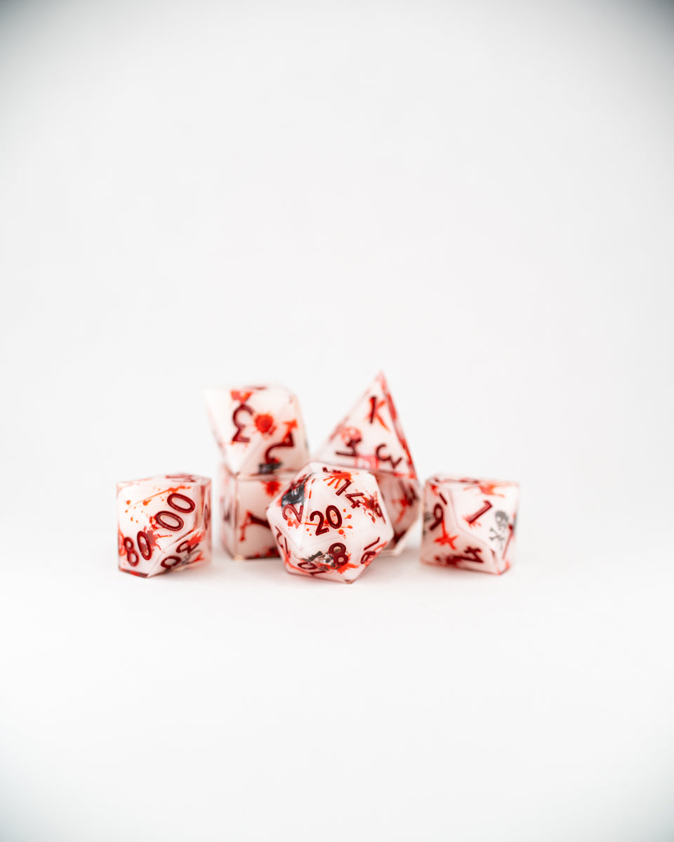 Macabre | Double Cast | 7 Piece Sharp Edge Resin Dice Set