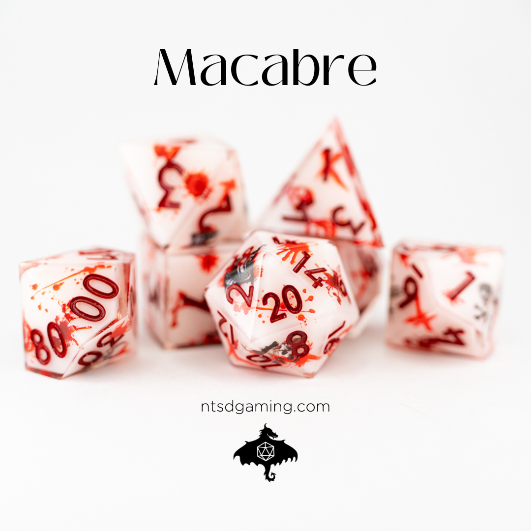 Macabre | Double Cast | 7 Piece Sharp Edge Resin Dice Set