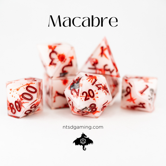 Macabre | Double Cast | 7 Piece Sharp Edge Resin Dice Set