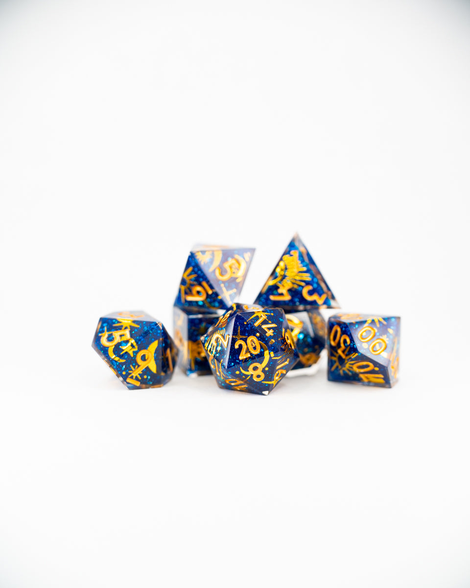 Thousand and One Nights | Double Cast | 7 Piece Sharp Edge Resin Dice Set