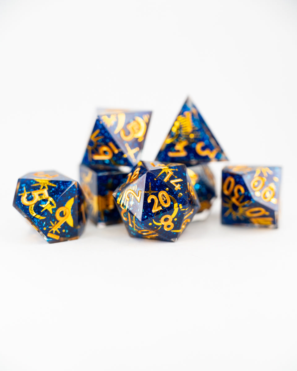 Thousand and One Nights | Double Cast | 7 Piece Sharp Edge Resin Dice Set