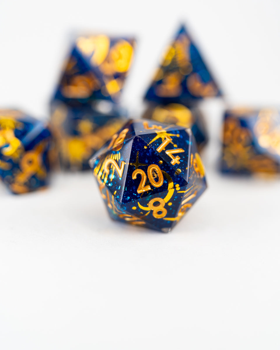 Thousand and One Nights | Double Cast | 7 Piece Sharp Edge Resin Dice Set