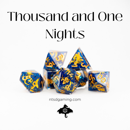 Thousand and One Nights | Double Cast | 7 Piece Sharp Edge Resin Dice Set