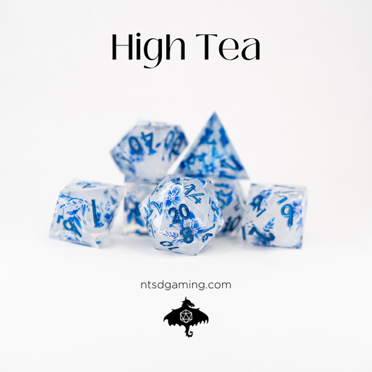 High Tea | Double Cast | 7 Piece Sharp Edge Resin Dice Set