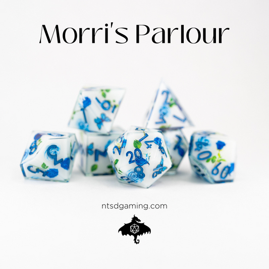 Morri's Parlour | Double Cast | 7 Piece Sharp Edge Resin Dice Set