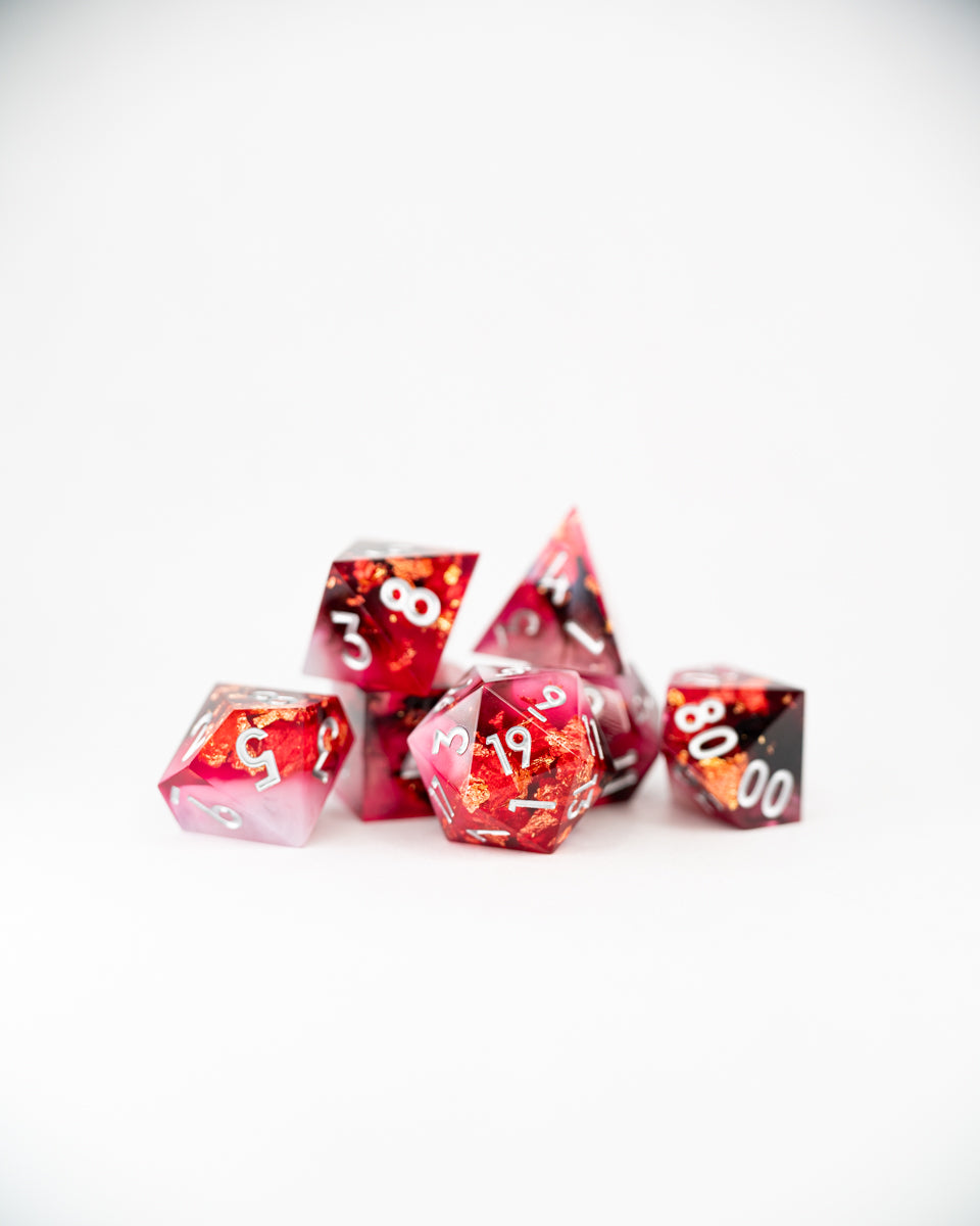 Rivers of Phlegethos | 7 Piece Sharp Edge Resin Dice Set