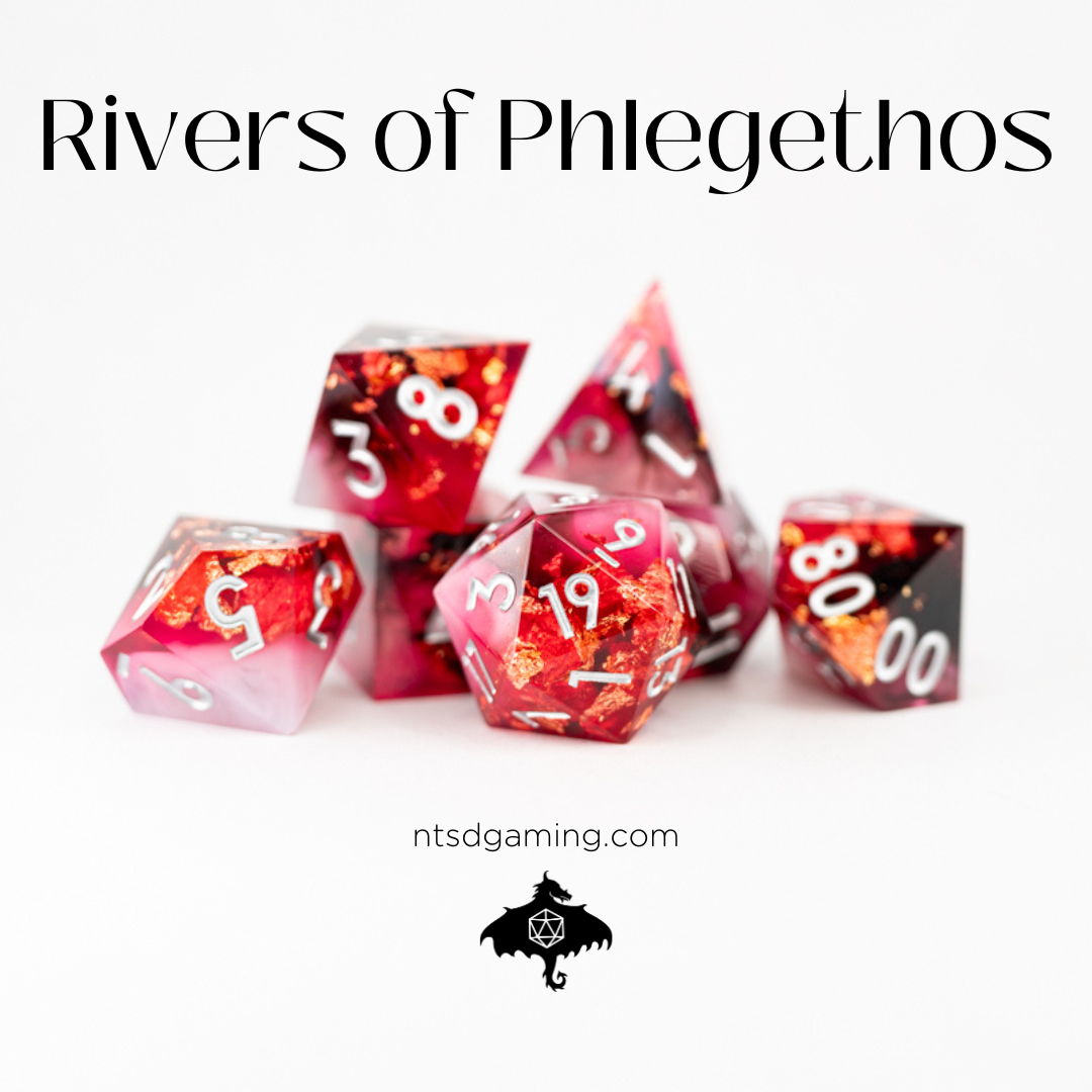 Rivers of Phlegethos | 7 Piece Sharp Edge Resin Dice Set