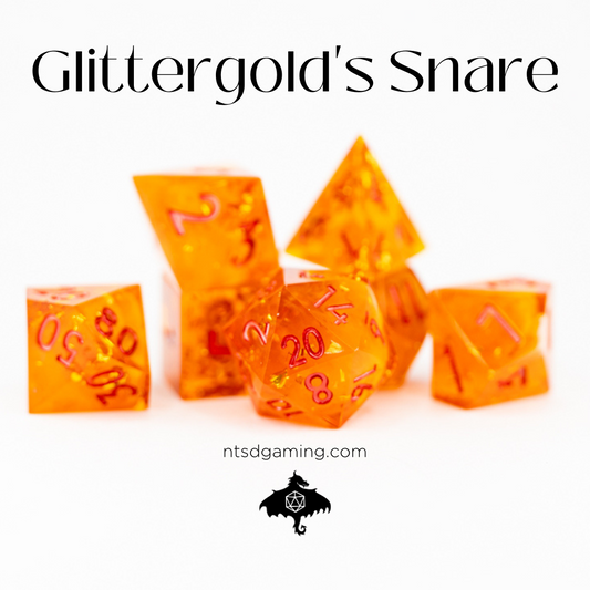 Glittergold's Snare | 7 Piece Sharp Edge Resin Dice Set