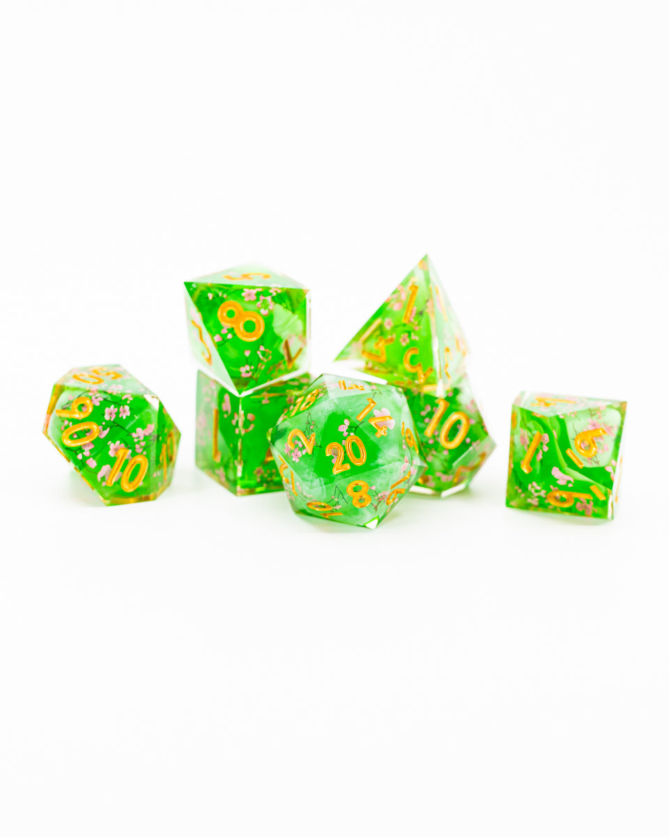 Dryad's Dream | Double Cast | 7 Piece Sharp Edge Resin Dice Set