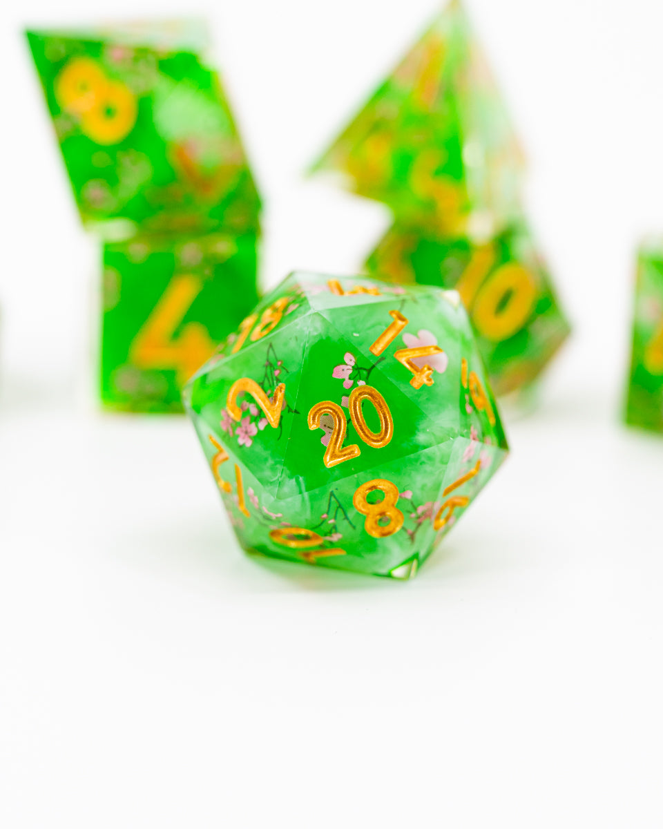 Dryad's Dream | Double Cast | 7 Piece Sharp Edge Resin Dice Set