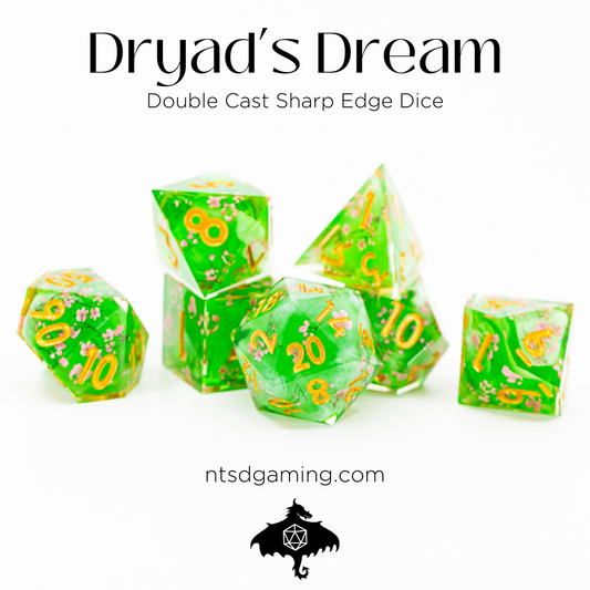 Dryad's Dream | Double Cast | 7 Piece Sharp Edge Resin Dice Set