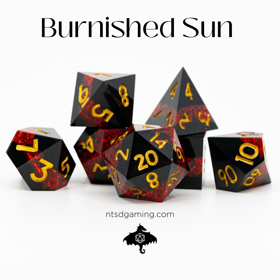 Burnished Sun | 7 Piece Sharp Edge Dice Set