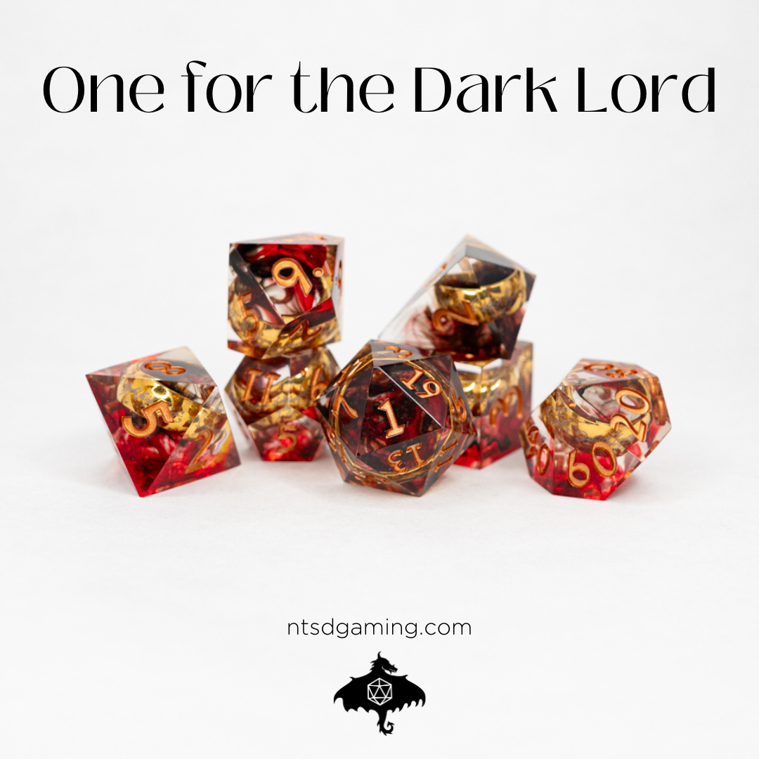 One for the Dark Lord | Ring Inclusion | 7 Piece Sharp Edge Resin Dice Set