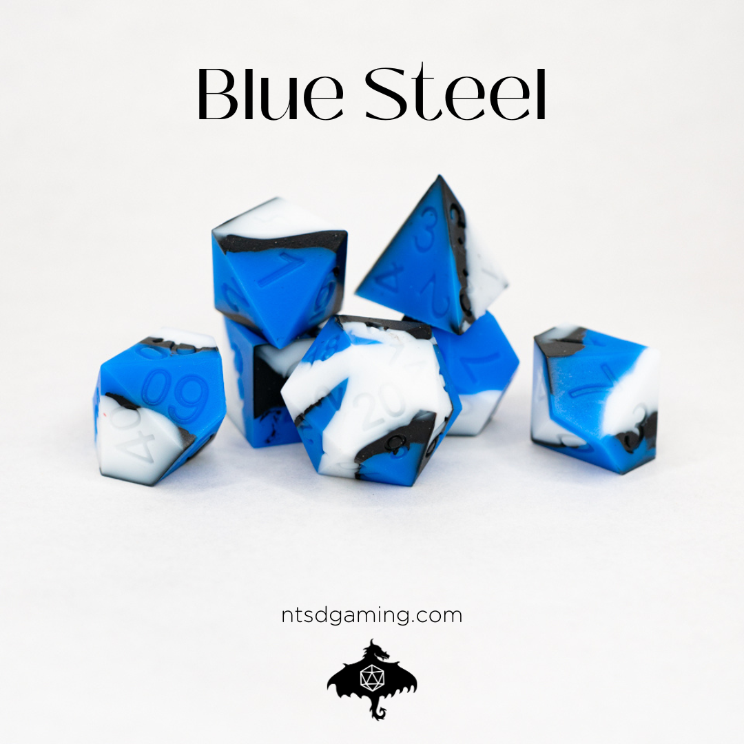 Blue Steel | 7 Piece Soft Silicone Dice Set