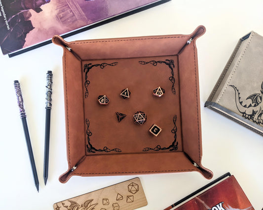 Dragon Border | Vegan Leather Dice Rolling Tray