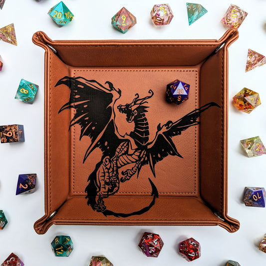 Spawn of Tiamat | Vegan Leather Dice Rolling Tray