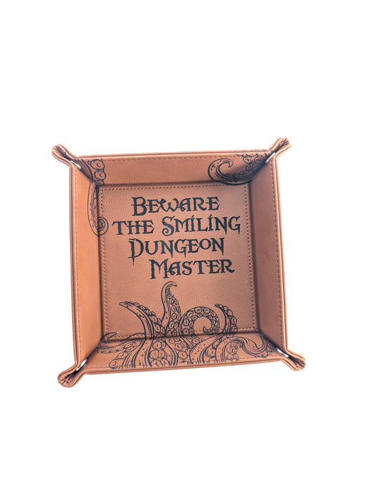 Beware the Smiling DM | Vegan Leather Dice Rolling Tray