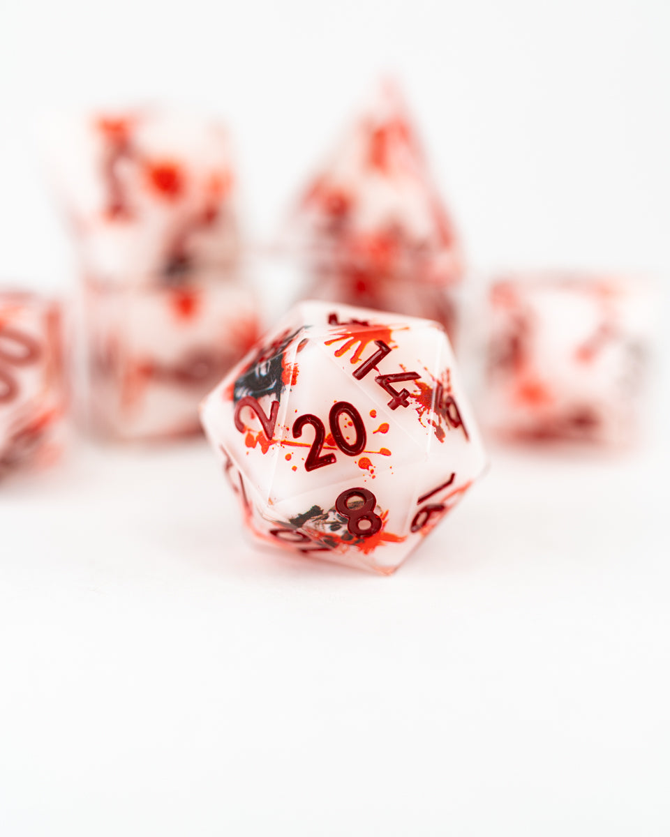 Macabre | Double Cast | 7 Piece Sharp Edge Resin Dice Set