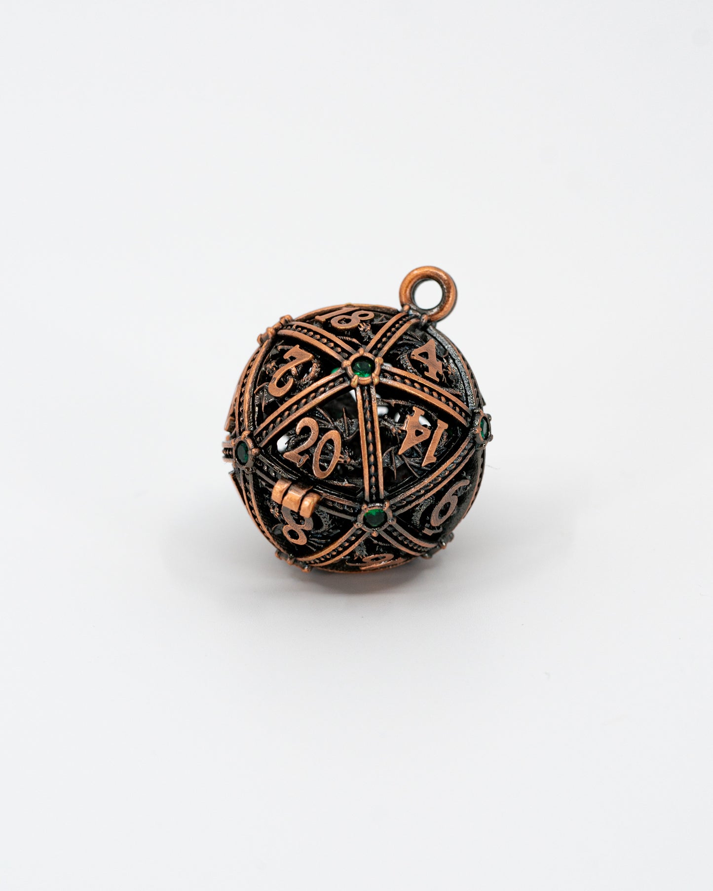 D20 Hollow Sphere Pendant with Micro Metal Dice