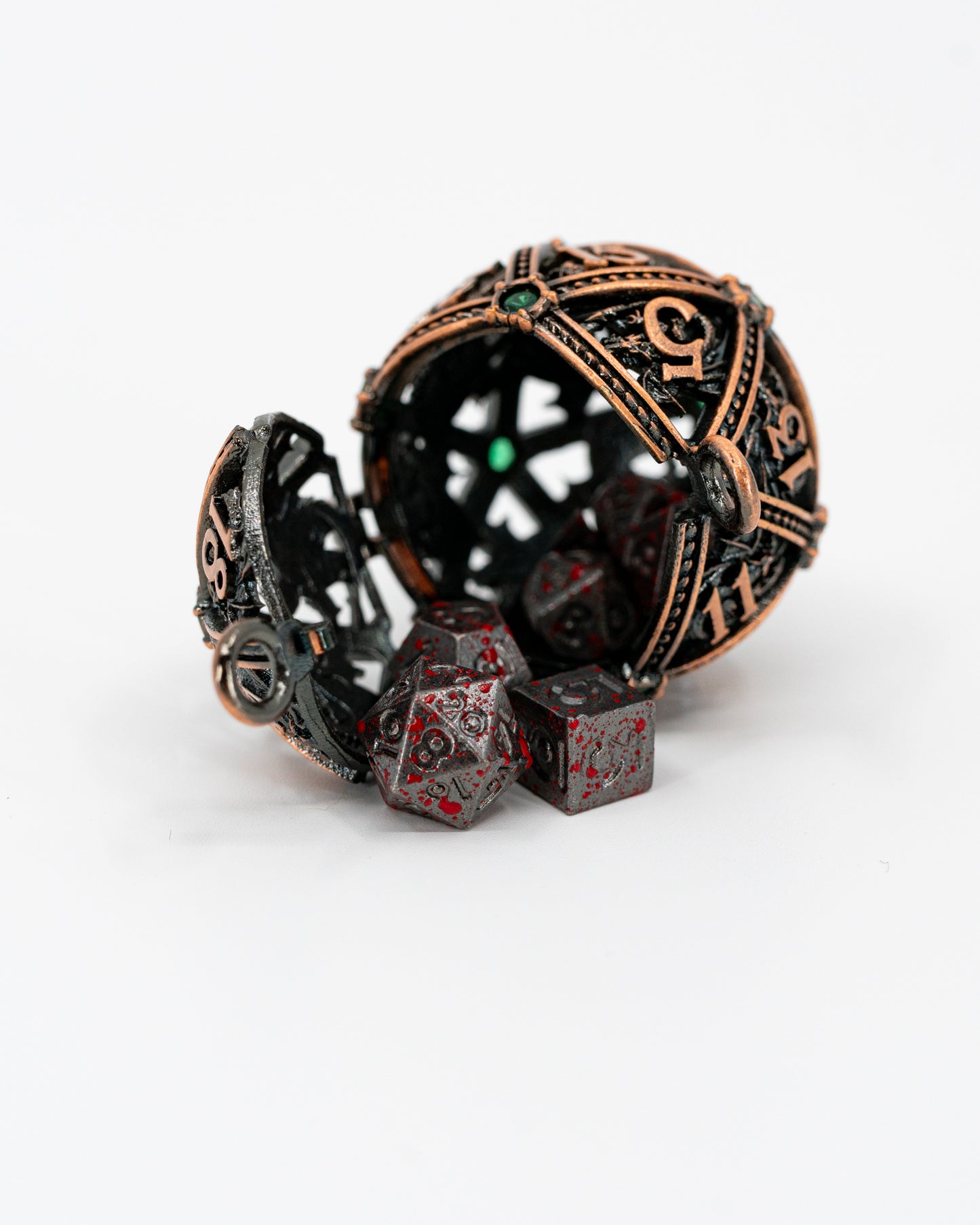 D20 Hollow Sphere Pendant with Micro Metal Dice