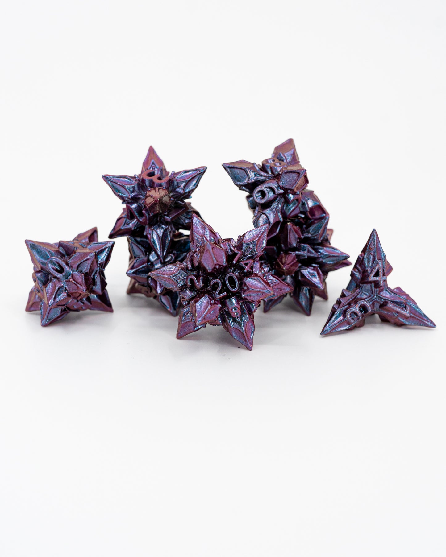 Amethyst Flame | 7 Piece Metal Dice Set