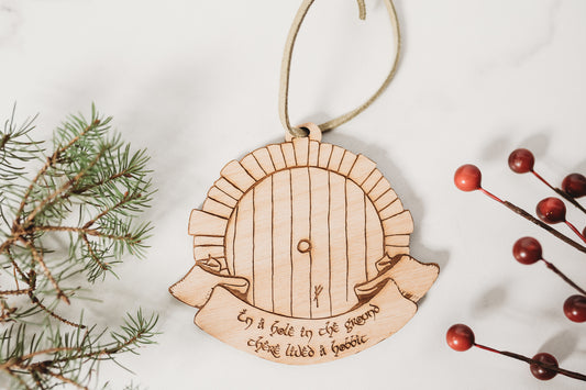 In A Hole In The Ground... | Wooden Ornament | Set of 2