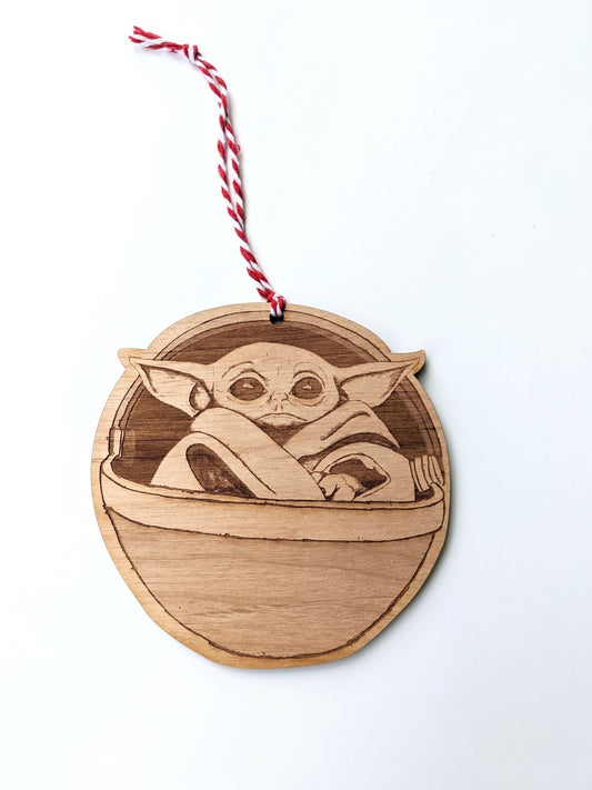 Baby Yoda | Wooden Ornament | Set of 2