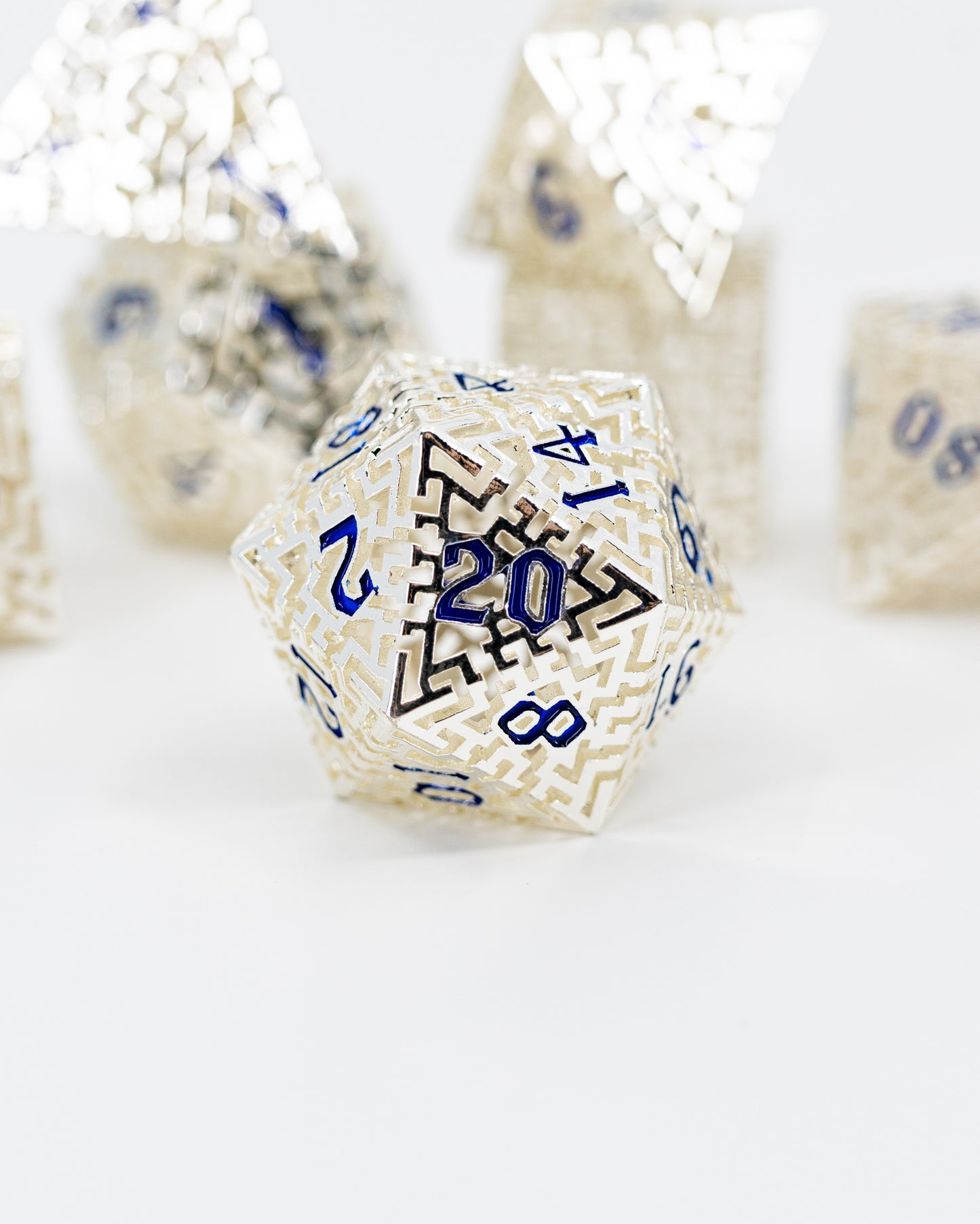 Escher | Hollow Maze | 7 Piece Metal Dice Set